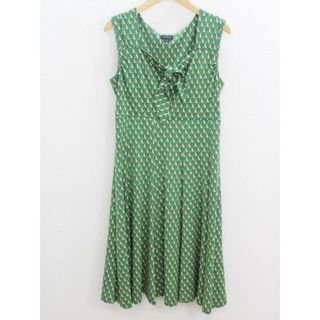 TALBOTS - ‡TALBOTS/タルボット‡ドット柄ノースリーブワンピース/ノースリーブ/膝丈 グリーン/緑 レディース XS【中古】夏 507022 onepi