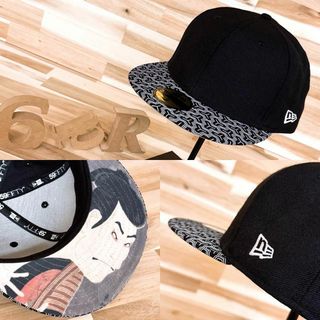 ニューエラー(NEW ERA)のビッグサイズ/廃番【ニューエラ】江戸 浮世絵 キャップ 和柄 和風 日本 黒×白(キャップ)