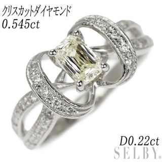 Pt900 クリスカット ダイヤモンド リング 0.545ct D0.22ct(リング(指輪))