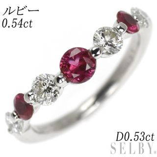 Pt900 ルビー ダイヤモンド リング 0.54ct D0.53ct(リング(指輪))