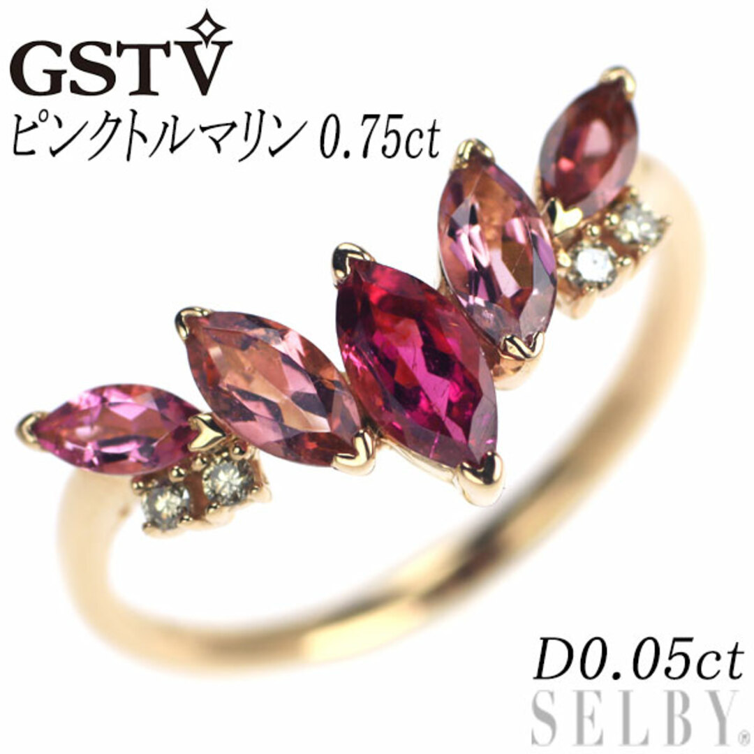 GSTV K18PG マーキス ピンクトルマリン リング 0.75ct D0.05ct レディースのアクセサリー(リング(指輪))の商品写真