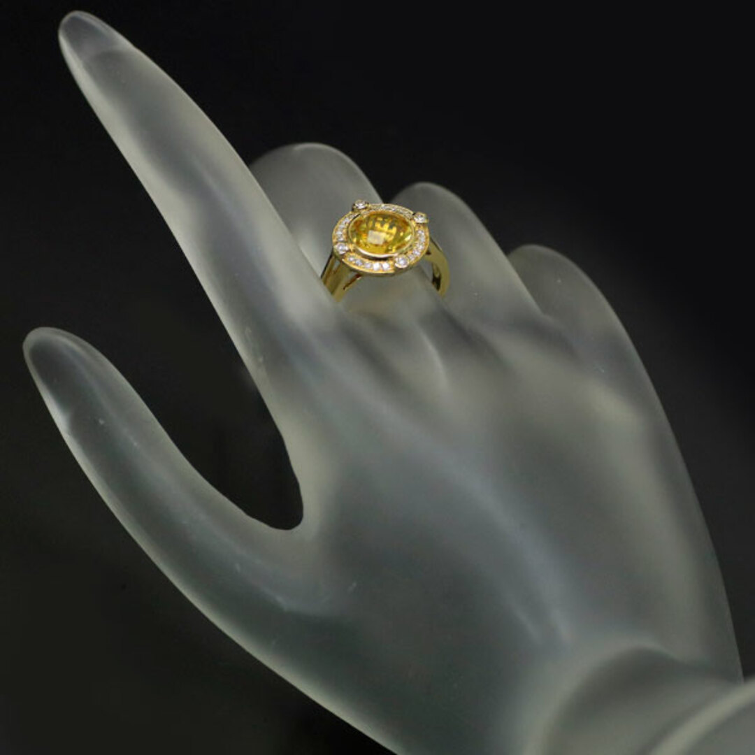 K18YG シトリン ダイヤモンド リング 1.30ct D0.15ct レディースのアクセサリー(リング(指輪))の商品写真