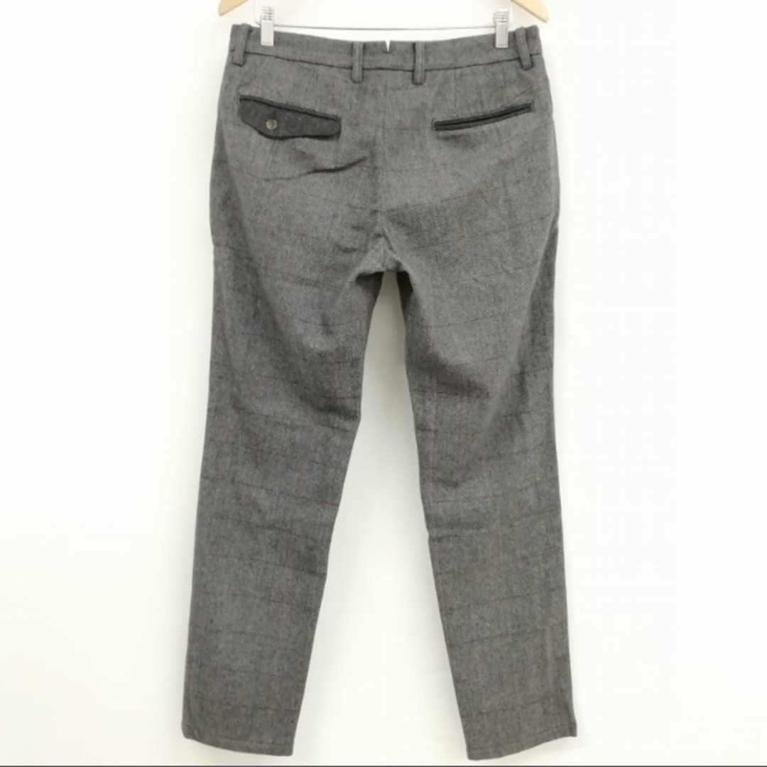 BOYCOTT(ボイコット)のウール ヘリンボーン チャック スラックス トラウザー パンツ 美品 3 グレー メンズのパンツ(スラックス)の商品写真