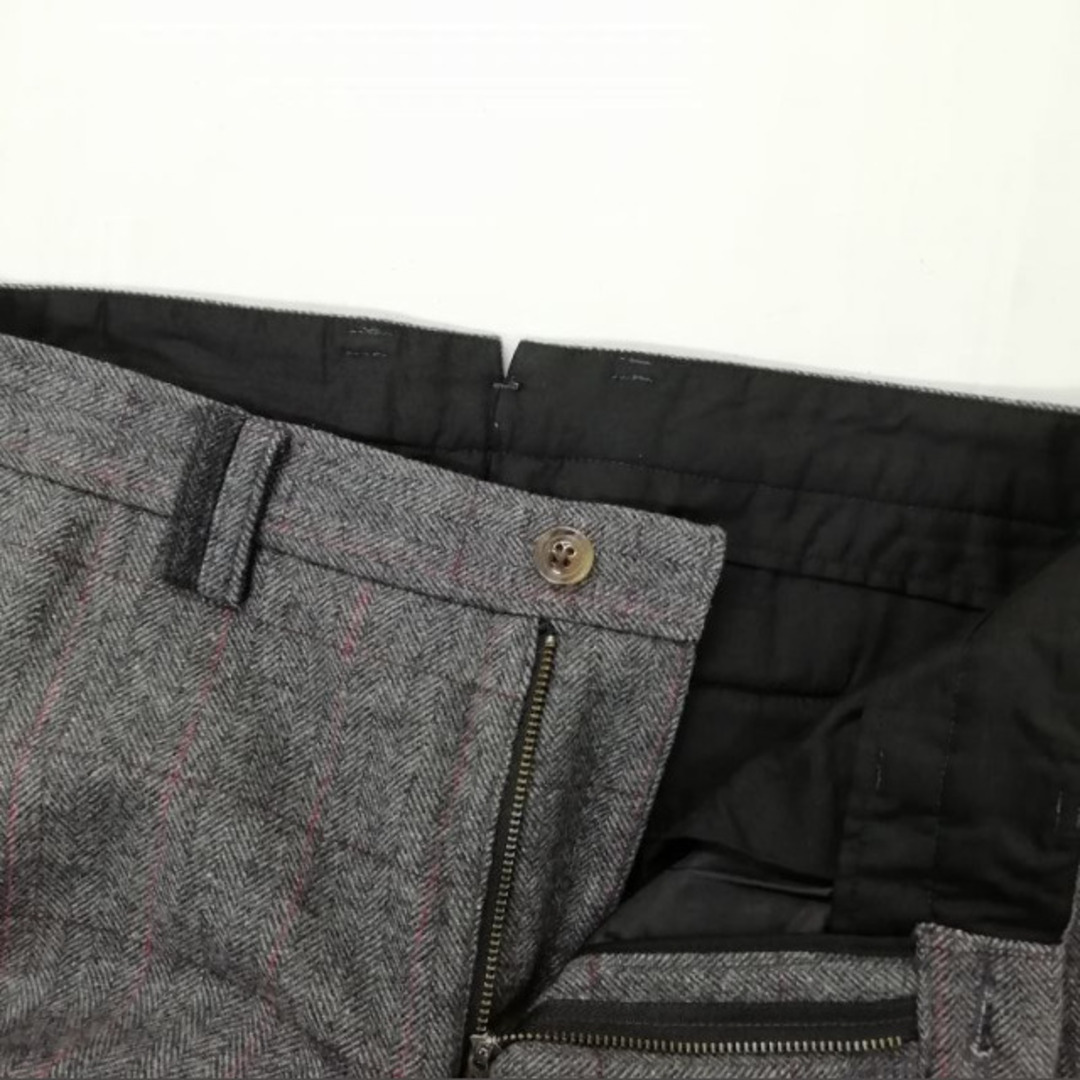 BOYCOTT(ボイコット)のウール ヘリンボーン チャック スラックス トラウザー パンツ 美品 3 グレー メンズのパンツ(スラックス)の商品写真