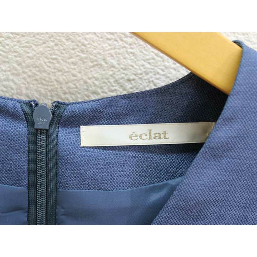 ▲eclat/エクラ▲ドビーストレッチワンピース/ミモレ丈/ミディ丈/半袖 ブルー/青系 レディース 38【中古】夏 326022 onepi レディースのワンピース(その他)の商品写真