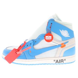 ナイキ(NIKE)のNIKE ナイキ ×OFF-WHITE AIR JORDAN 1 POWDER BLUE UNC オフホワイト エアジョーダン1 パウダーブルー ハイカットスニーカー ホワイト/ブルー US8/26cm AQ0818-148(スニーカー)