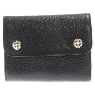 クロムハーツ(Chrome Hearts)のCHROME HEARTS クロムハーツ WAVE MINI ウェーブミニ クロスボールボタンレザーウォレット財布 ブラック(折り財布)