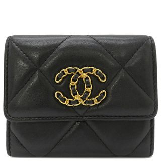 シャネル(CHANEL)のシャネル CHANEL チェーンウォレット CHANEL19 フラップ コインパース ラムスキン ブラック ゴールド金具 黒 シルバー金具 ガンメタル金具   AP1787 30****** 【保存袋】【中古】(財布)