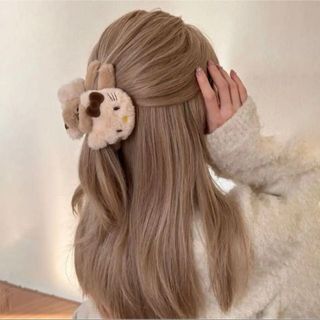 サンリオ(サンリオ)の【ブラウン】キティ　ヘアクリップ　ふわふわ　ピンク　ブラウン(バレッタ/ヘアクリップ)