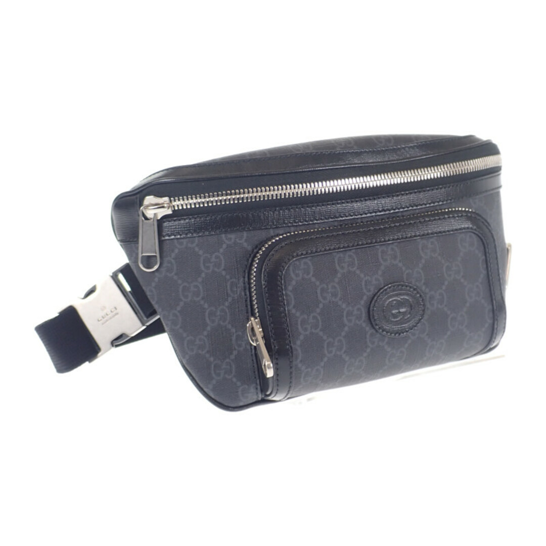 【中古】【Aランク】GUCCI グッチ GGラージ ベルトバッグ ボディバッグ 733240 92THG 8563 GGスプリーム キャンバス レザー ブラック メンズ【ISEYA】 メンズのバッグ(ウエストポーチ)の商品写真