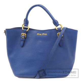 ミュウミュウ(miumiu)のMIUMIU ロゴ金具 2WAY ハンドバッグ レザー レディース(ハンドバッグ)