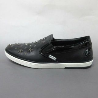 ジミーチュウ(JIMMY CHOO)のJIMMY CHOO(ジミーチュウ) スリッポン 43 メンズ - 黒 スター(星)/スタッズ レザー×エナメル（レザー）(スリッポン/モカシン)