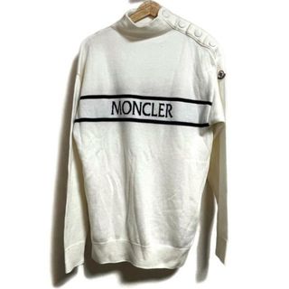 MONCLER(モンクレール) 長袖セーター サイズM メンズ美品  COLLO ALTO TRICOT 白×黒 ハイネック