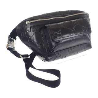 【中古】【Aランク】GUCCI グッチ GGエンボス ベルトバッグ ボディバッグ 645093 1W3CN 1000 レザー ブラック シルバー金具 メンズ【ISEYA】(ウエストポーチ)