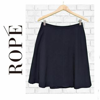 Adam et Rope' - 【超美品】ROPE ひざ丈スカート　トリアセテート51％　ネイビー ✓64