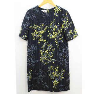 ‡MARNI/マルニ‡花柄ワンピース/半袖/膝丈 ブラック×イエロー/黒×黄 レディース 38【中古】 夏 804032 onepi