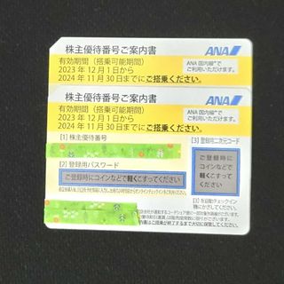 エーエヌエー(ゼンニッポンクウユ)(ANA(全日本空輸))のANA 株主優待券 2枚セット(航空券)