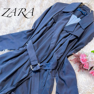 ザラ(ZARA)のZARA ザラ　トレンチコート　スプリングコート　ネイビー　Sサイズ　極美品(スプリングコート)