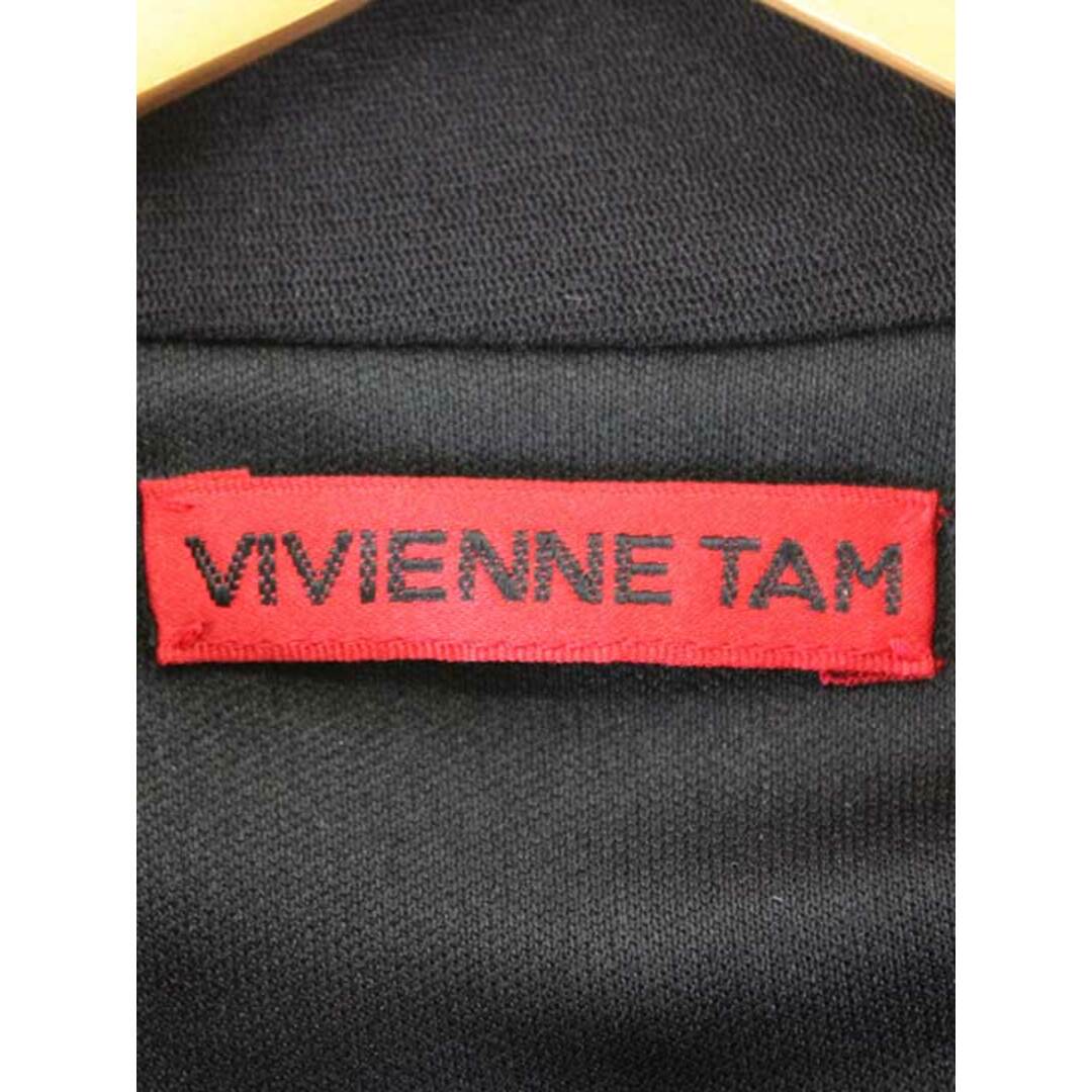 ‡VIVIENNE TAM/ヴィヴィアン タム‡チャイナ風ワンピース/フレンチスリーブ/膝丈 ブラック/黒 レディース 0 【中古】夏 723032 onepi レディースのワンピース(その他)の商品写真