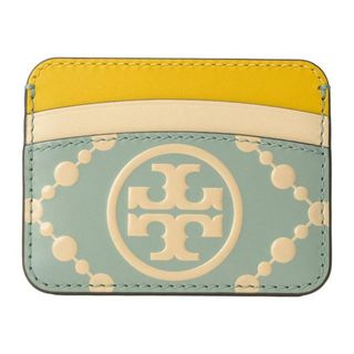 トリーバーチ(Tory Burch)の新品 トリーバーチ TORY BURCH カードケース Tモノグラム コントラスト エンボス ブルーセラドン/ニュークリーム(名刺入れ/定期入れ)