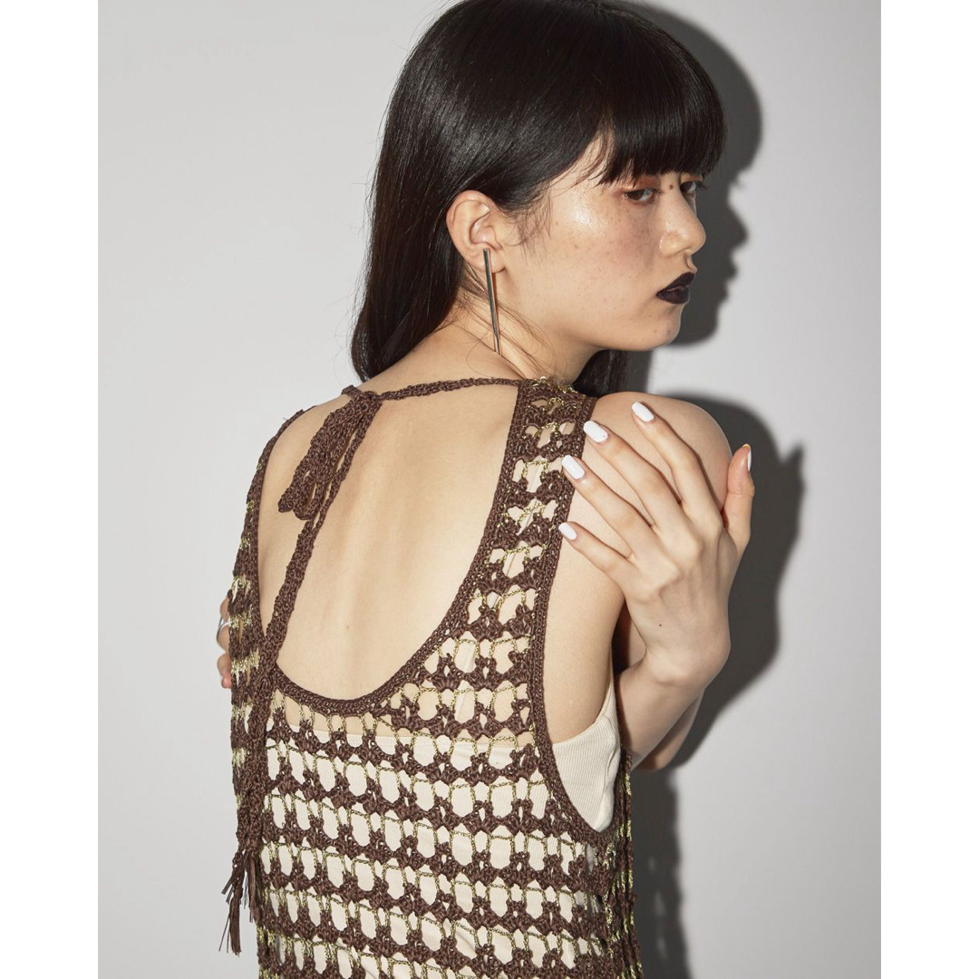 TODAYFUL(トゥデイフル)のTapeyarn Crochet Onepiece チョコ 36 レディースのワンピース(ロングワンピース/マキシワンピース)の商品写真