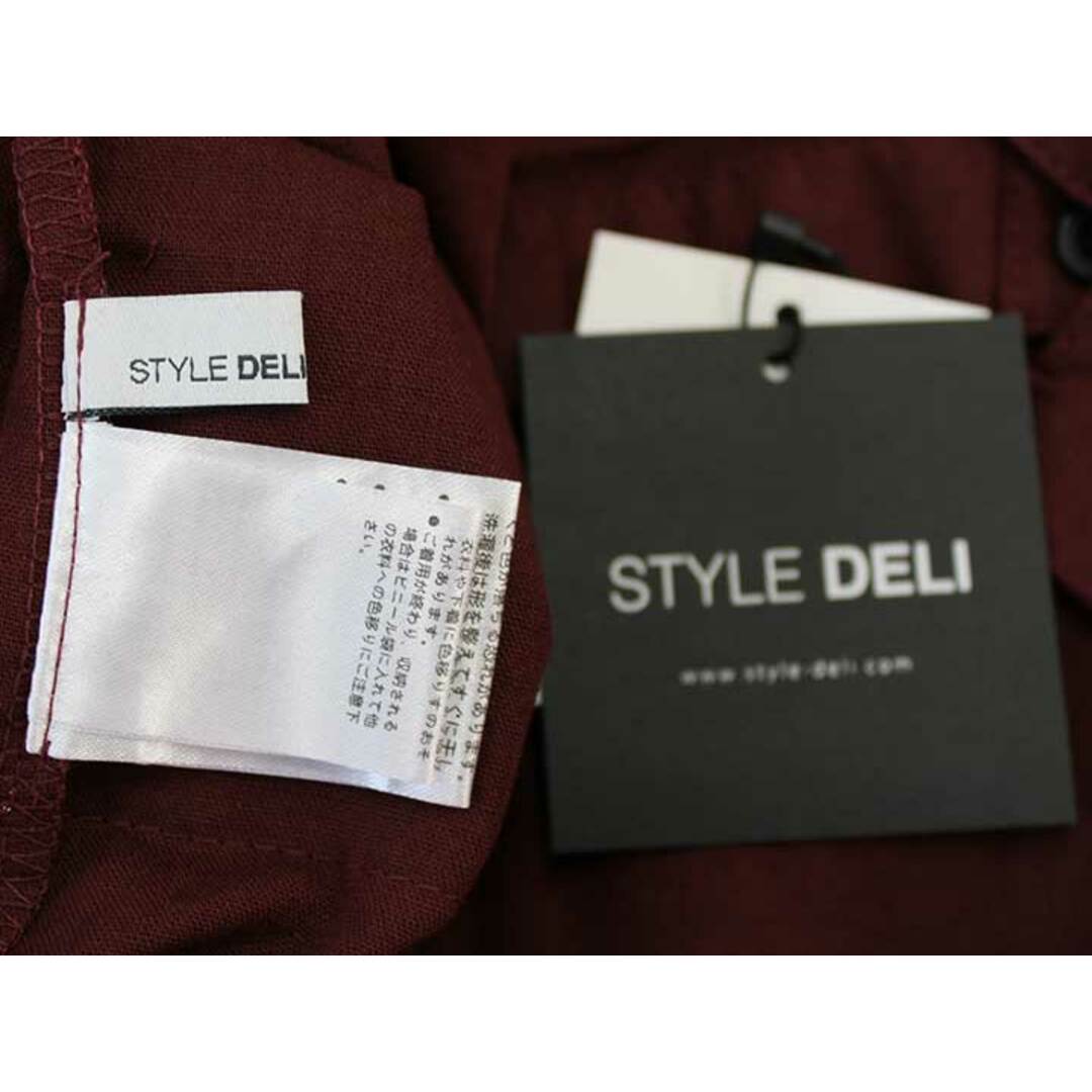 STYLE DELI(スタイルデリ)の新品未使用♪STYLE DELI/スタイルデリ♪半袖ポケットデザインロングシャツワンピース/エレガント/シンプル/カジュアル/オシャレ/マキシ丈 ワインレッド/赤色 レディース F 夏 014032 onepi レディースのワンピース(その他)の商品写真