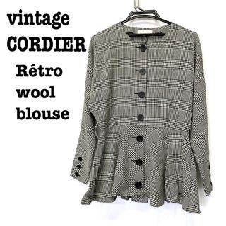 ロキエ(Lochie)の美品【 vintage CORDIER 】ウールブラウス　グレンチェックブラウス(シャツ/ブラウス(長袖/七分))