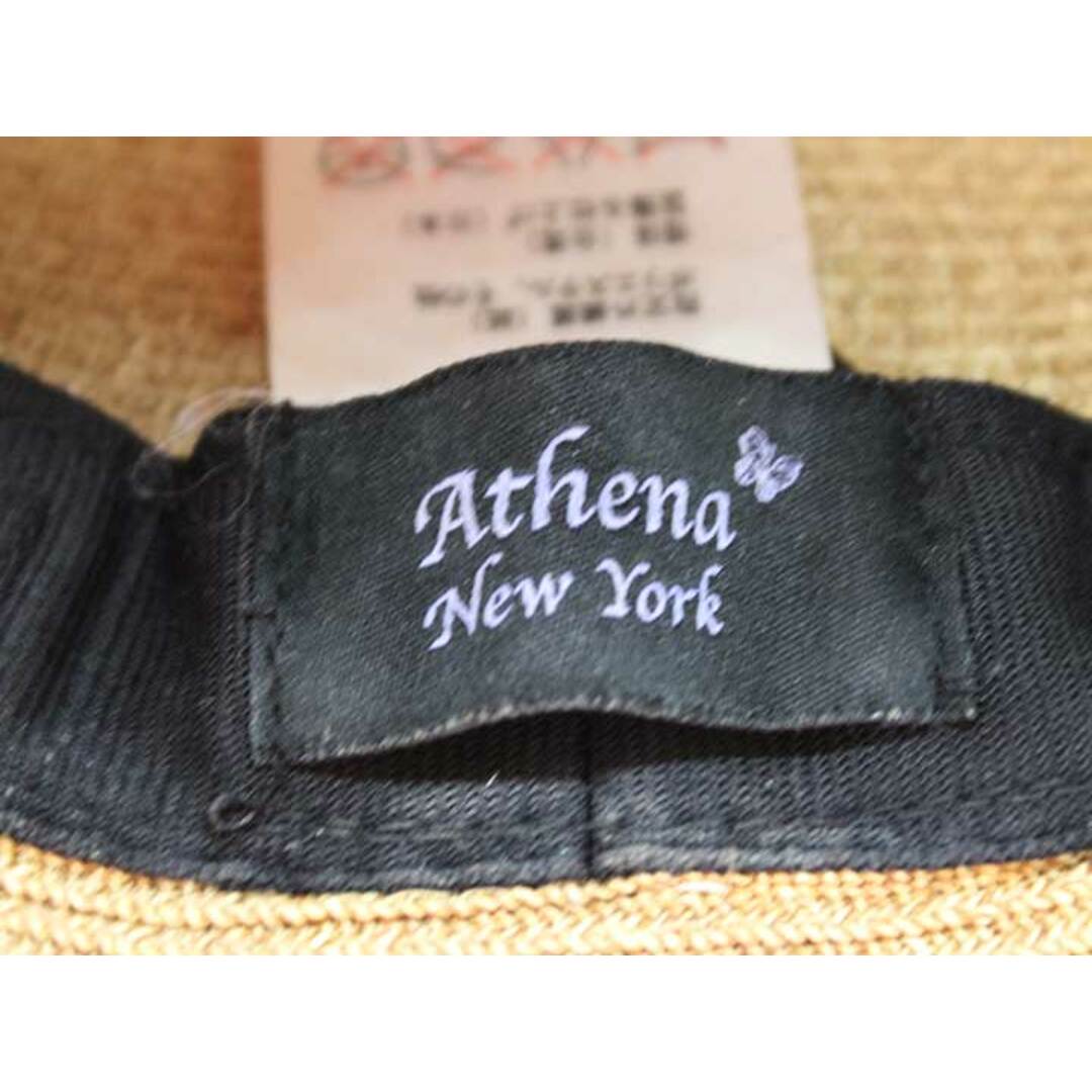 Athena New York(アシーナニューヨーク)の◇Athena New York/アシーナニューヨーク◇ペーパーリボンハット/ストローハット/麦わら帽子/UV対策/日焼け対策/小物 ベージュ×ネイビー レディース【中古】夏 135032 hat etc レディースの帽子(麦わら帽子/ストローハット)の商品写真