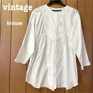 ロキエ(Lochie)の美品【 vintage 】 チュニックブラウス レトロブラウス 花柄刺繍ブラウス(シャツ/ブラウス(長袖/七分))