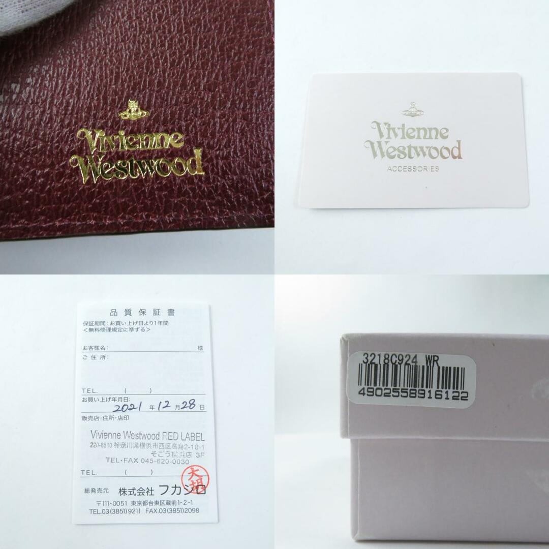 Vivienne Westwood(ヴィヴィアンウエストウッド)の未使用品★Vivienne Westwood ヴィヴィアンウエストウッド 3218C924 EXECUTIVE メタルオーブ レザーウォレット/がま口財布/二つ折り財布 ボルドー ゴールド金具 箱付き レディース レディースのファッション小物(財布)の商品写真