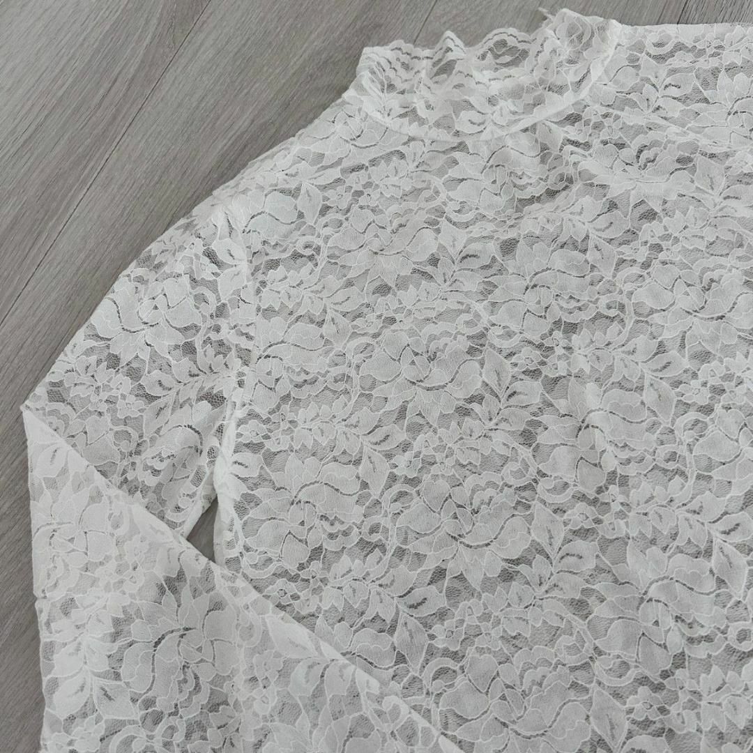 総 レース ブラウス カットソー 花柄 白 ホワイト オールシーズン レディースのトップス(Tシャツ(長袖/七分))の商品写真