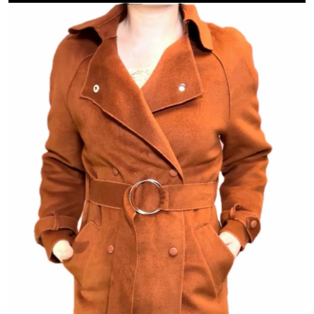 コート　ロングコート　ジャケット　アウター　薄いコート　春秋　体型カーバ　美品L レディースのジャケット/アウター(ロングコート)の商品写真