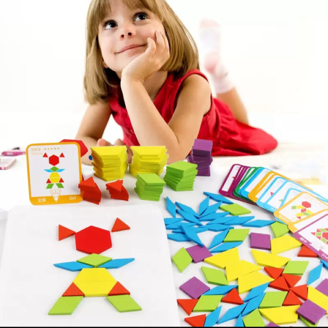 知育玩具　パズルパターンブロック　タングラム　モンテッソーリ　型はめパズル　お得 キッズ/ベビー/マタニティのおもちゃ(知育玩具)の商品写真