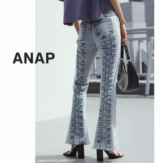 アナップ(ANAP)のANAP アナップ　デニム　フレア　パンツ　ジーンズ　編み上げ　青　ブルー(デニム/ジーンズ)