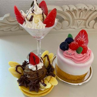 【食品サンプル】ケーキ・パンケーキ・ミニパフェ(ミニチュア)