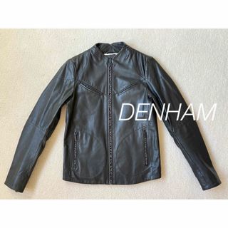 【美品】DENHAM シングルライダースラムレザージャケット (S) ブラック