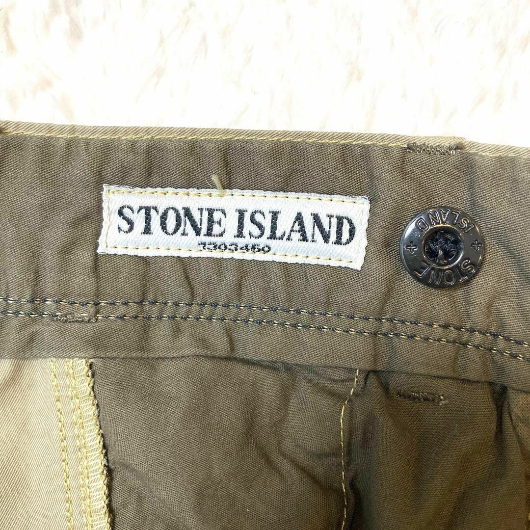 【大人気】 STONE ISLAND カーキ パンツ バックワッペン75cm〜股上