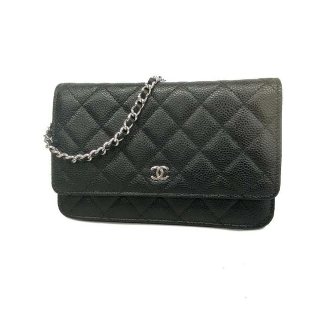 CHANEL(シャネル)の★SALE 【4hb1232】シャネル ショルダーウォレット/マトラッセ/キャビアスキン/ブラック/シルバー金具 【中古】 レディース レディースのファッション小物(財布)の商品写真