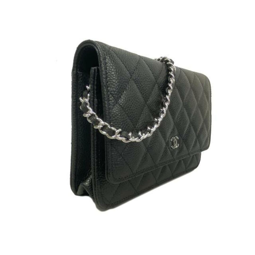 CHANEL(シャネル)の★SALE 【4hb1232】シャネル ショルダーウォレット/マトラッセ/キャビアスキン/ブラック/シルバー金具 【中古】 レディース レディースのファッション小物(財布)の商品写真