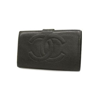 シャネル(CHANEL)の【4ha1018】シャネル 長財布/キャビアスキン/ブラック/ゴールド金具 【中古】 レディース(財布)