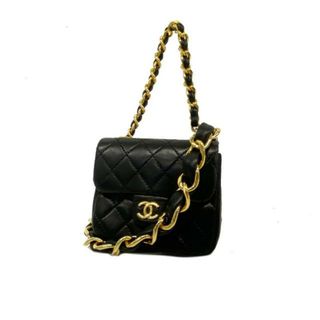 シャネル(CHANEL)の【4hb1187】シャネル ベルト/マトラッセ/ラムスキン/ブラック/ゴールド金具 【中古】 レディース(ベルト)