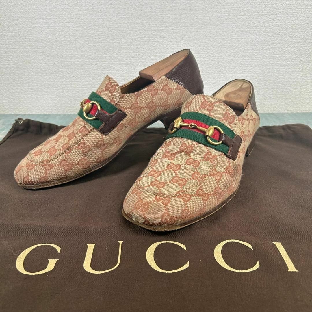 Gucci(グッチ)のGUCCI ホースビットローファー 9 GGキャンバス シェリーライン メンズの靴/シューズ(ドレス/ビジネス)の商品写真