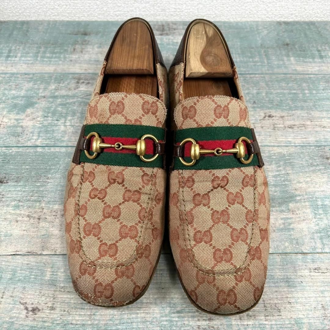 Gucci(グッチ)のGUCCI ホースビットローファー 9 GGキャンバス シェリーライン メンズの靴/シューズ(ドレス/ビジネス)の商品写真