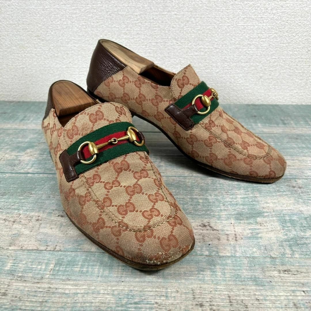 Gucci(グッチ)のGUCCI ホースビットローファー 9 GGキャンバス シェリーライン メンズの靴/シューズ(ドレス/ビジネス)の商品写真