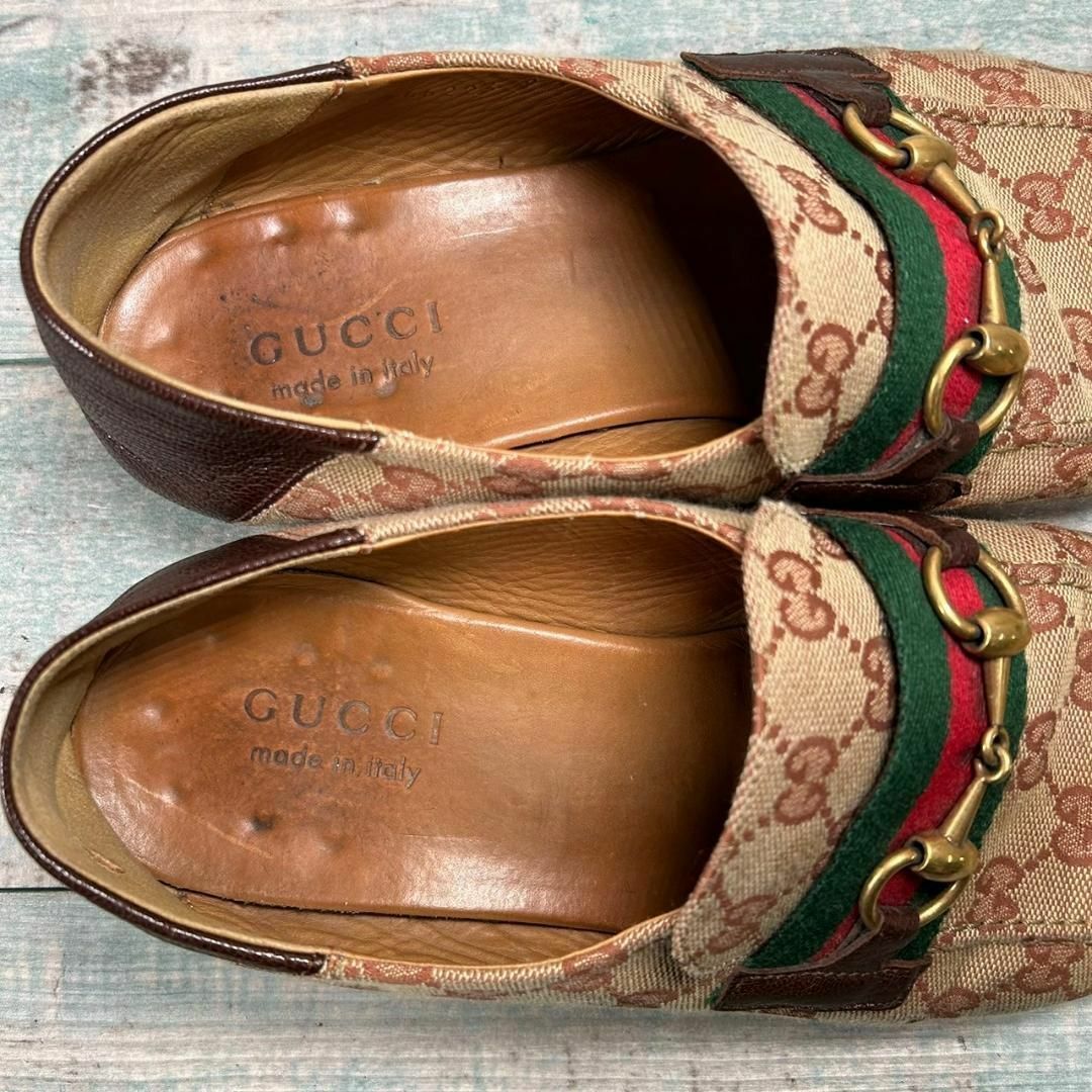 Gucci(グッチ)のGUCCI ホースビットローファー 9 GGキャンバス シェリーライン メンズの靴/シューズ(ドレス/ビジネス)の商品写真