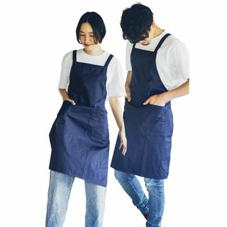 【色: ネイビー】エプロン カフェ 保育士 キッチン 飲食 女性用 レディース (その他)