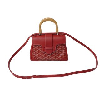 極美品 GOYARD ゴヤール サイゴン ミニ ソフトバッグ 2WAY ハンドバッグ ヘリンボーン ショルダーストラップ付き レッド 中古 61974