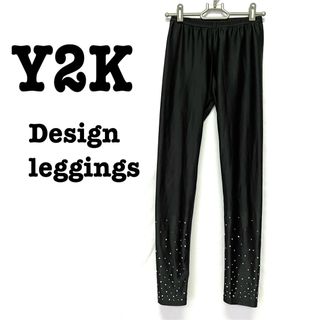 ロキエ(Lochie)の美品【 Y2Kデザイン 】デザインレギンス　ラインストーン　ビジューデザイン(レギンス/スパッツ)