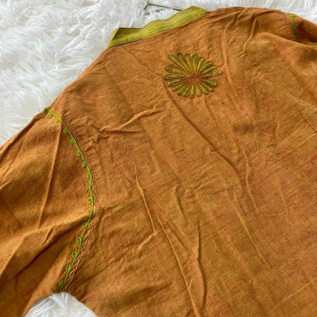 フラワー刺繍アジアンチュニックワンピース レディースのトップス(チュニック)の商品写真