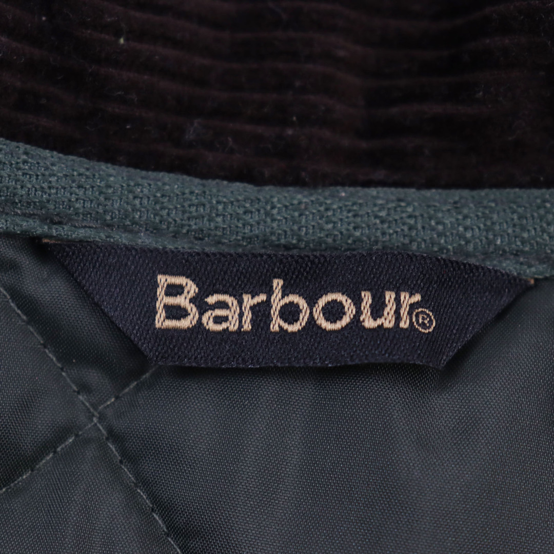 極美品○Barbour バブアー 21AW 2102177 LIDDESDALE QUILT SL リッズデイル ロゴ刺繍入り 襟コーデュロイ キルティングパテッドジャケット カーキグリーン S 正規品 メンズ メンズのジャケット/アウター(その他)の商品写真